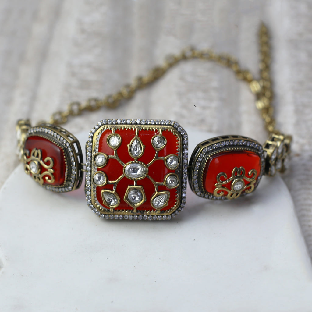 Maroon Kundan Choker I Necklace - Rabal