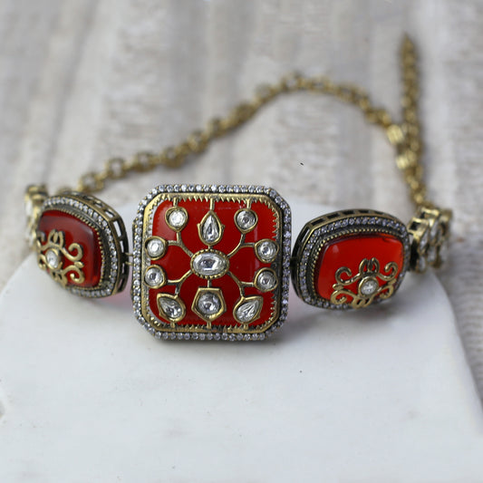 Maroon Kundan Choker I Necklace - Rabal
