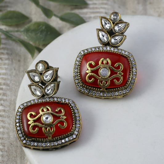 Maroon Kundan Earring