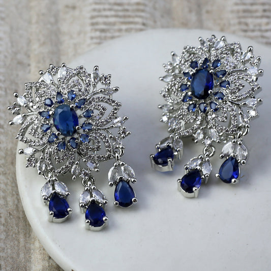 Blue Flower Silver Earring - Rabal