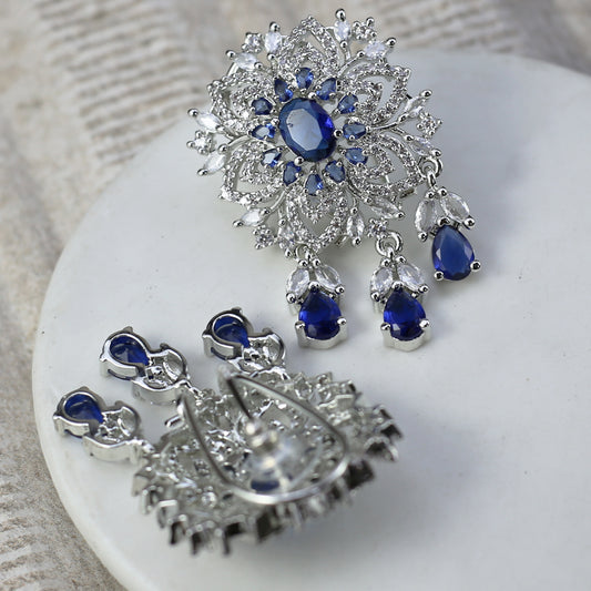 Blue Flower Silver Earring - Rabal