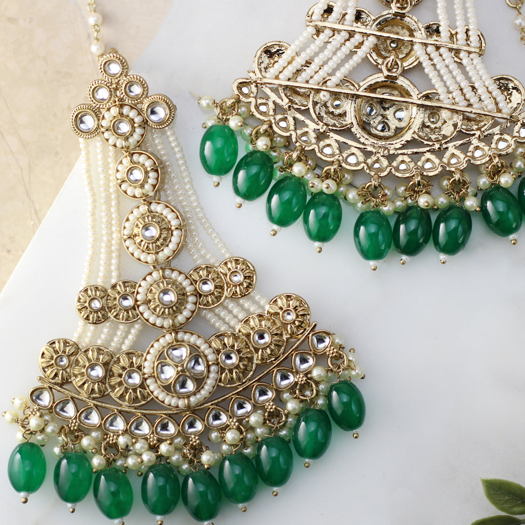 Green Statement Pearl Drop Earring - Rabal