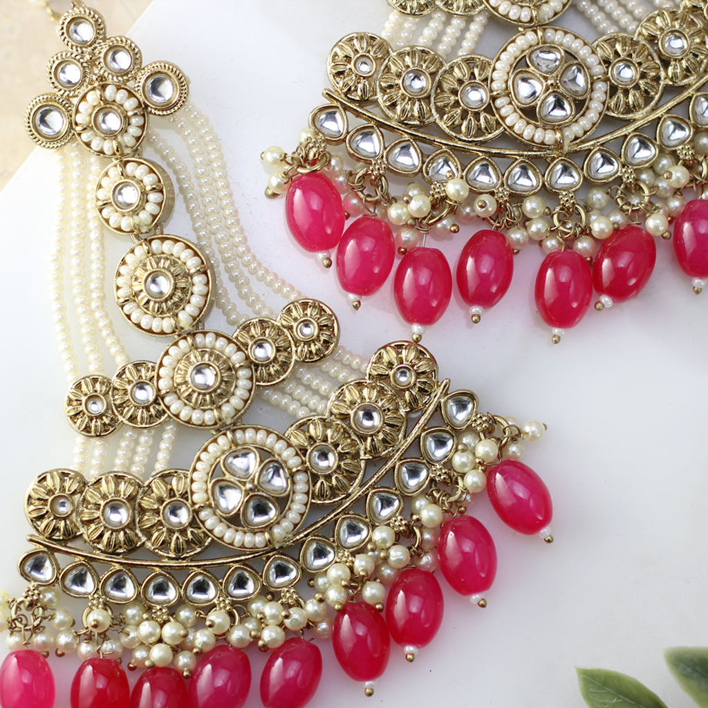 Pink Statement Pearl Drop Earring - Rabal