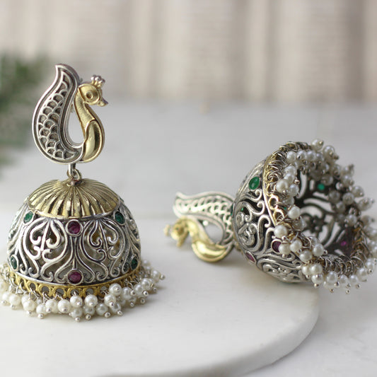 Ruby / Green Statement Big Jhumke I Earring - Rabal