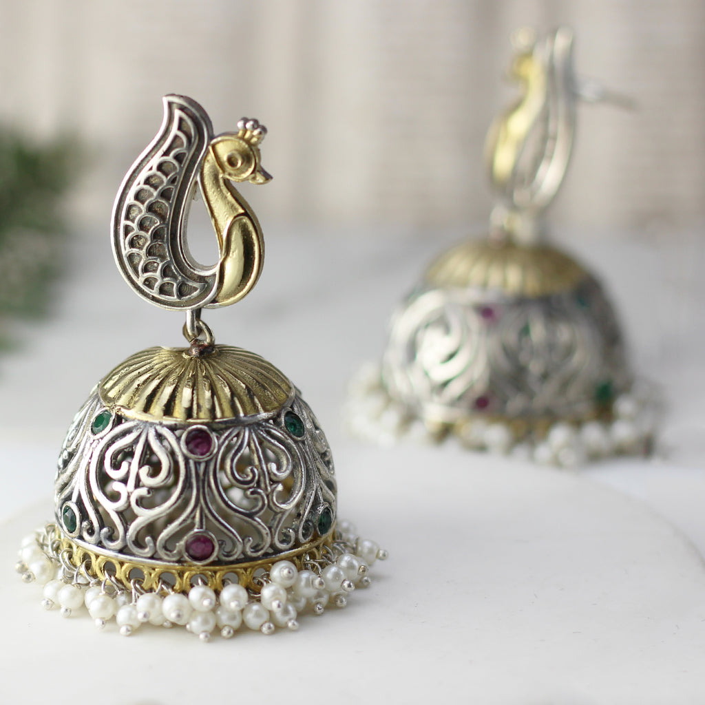 Ruby / Green Statement Big Jhumke I Earring - Rabal