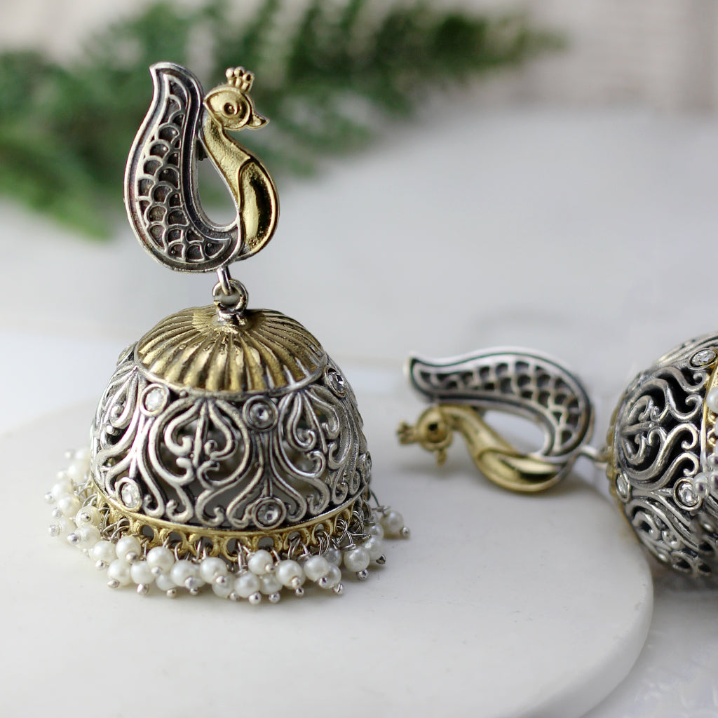 White Statement Big Jhumke I Earring - Rabal