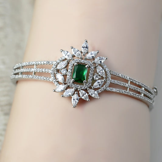 Green Zircon Cuff Bangle - Rabal