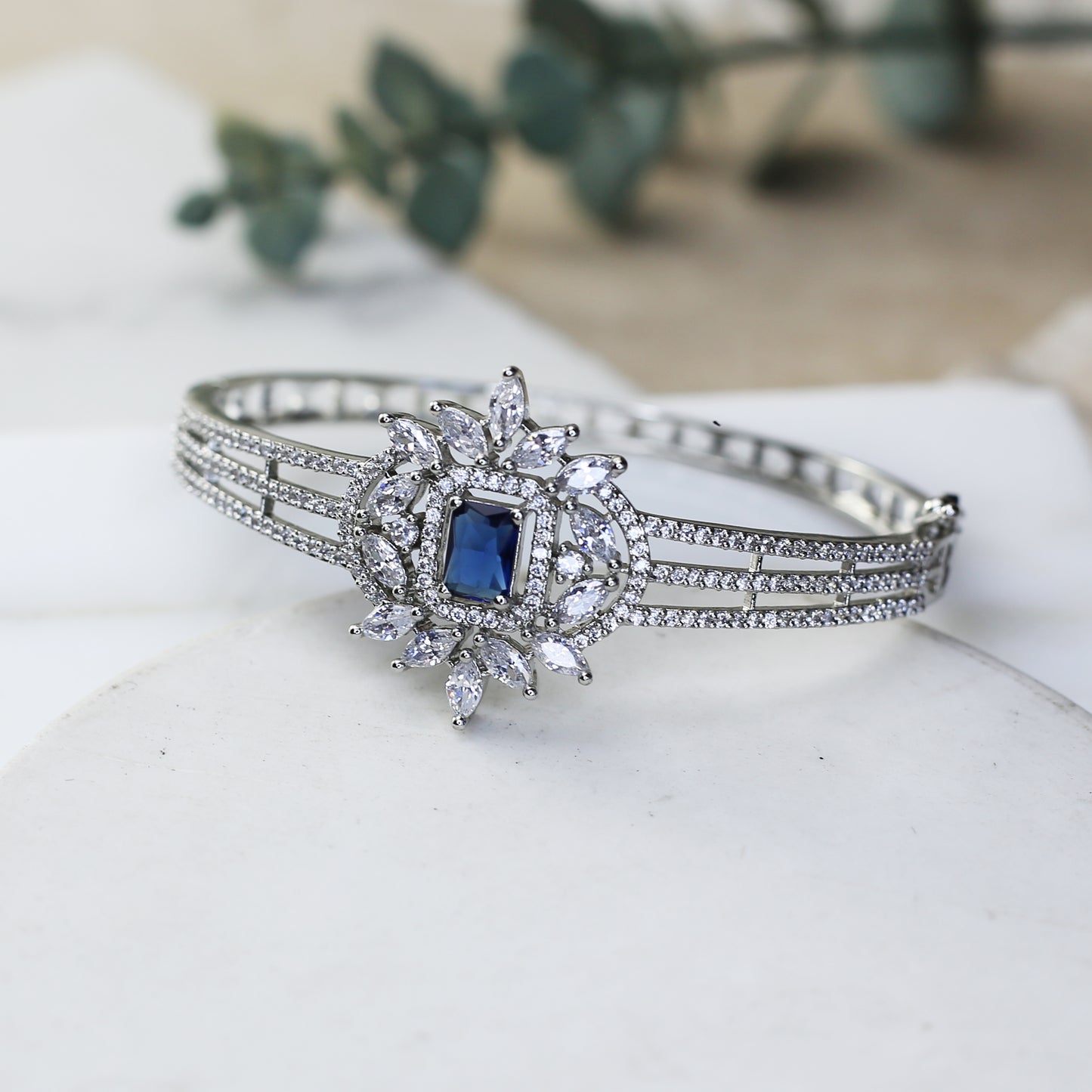 Blue Zircon Cuff Bangle