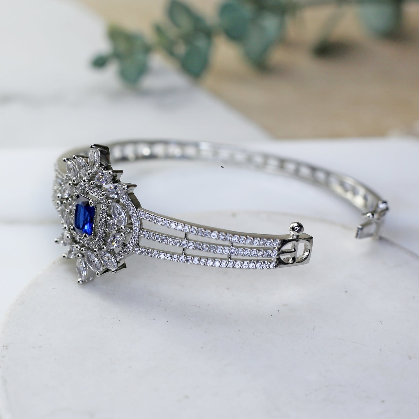 Blue Zircon Cuff Bangle