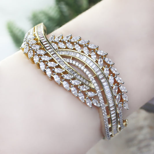 Gold Zircon Cuff Bangle