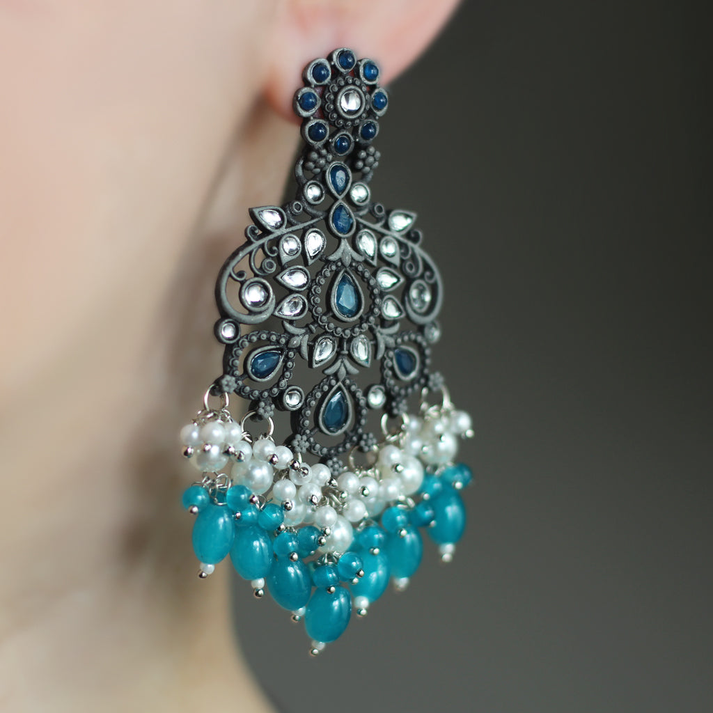 Turquoise Green Pearl Drop Earring