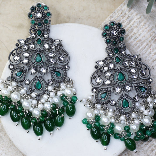 Green Pearl Drop Earring