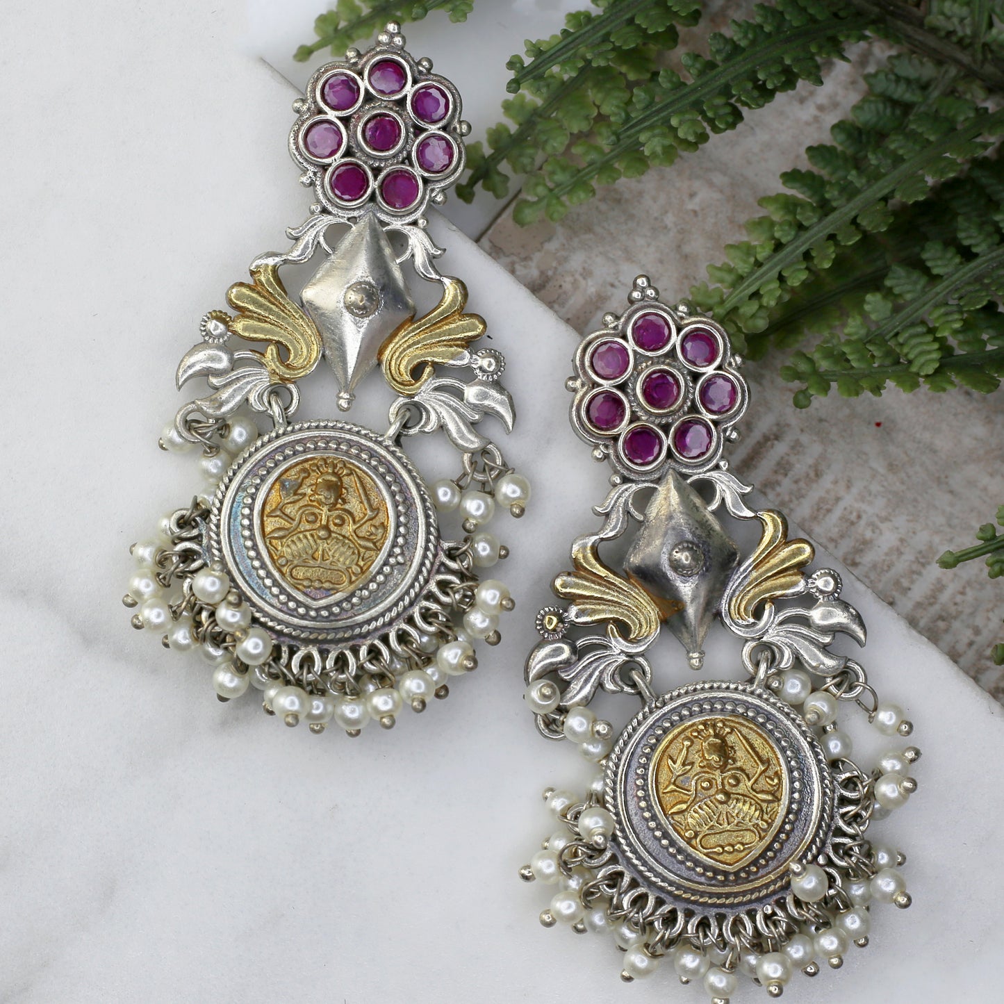 Ruby Tribal Drop Earring