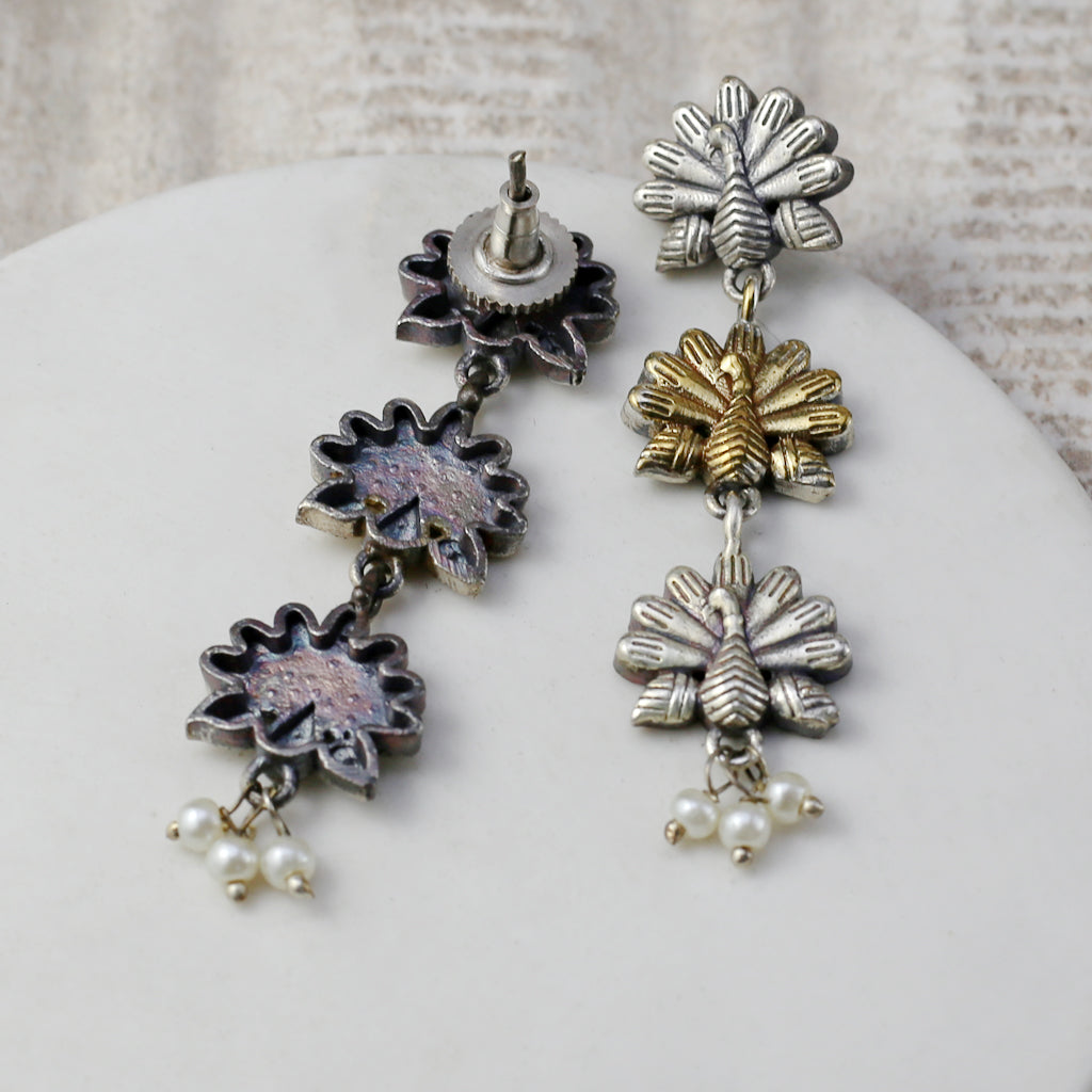 Double Tone Tribal Drop Earring - Rabal