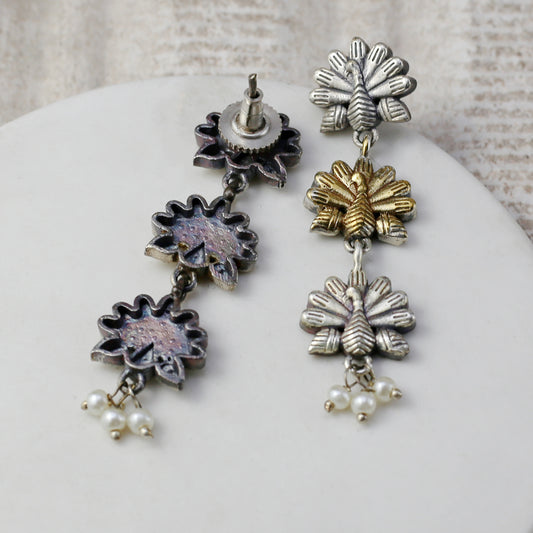 Double Tone Tribal Drop Earring - Rabal