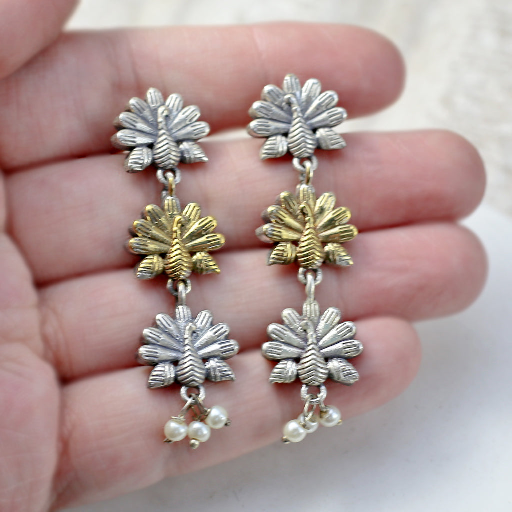 Double Tone Tribal Drop Earring - Rabal