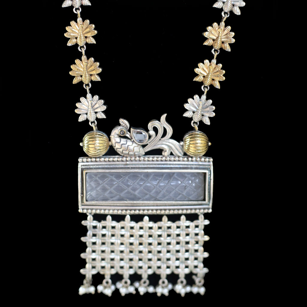 Grey Peacock Long Mala - Rabal