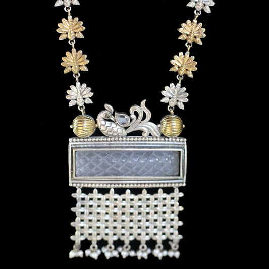 Grey Peacock Long Mala - Rabal