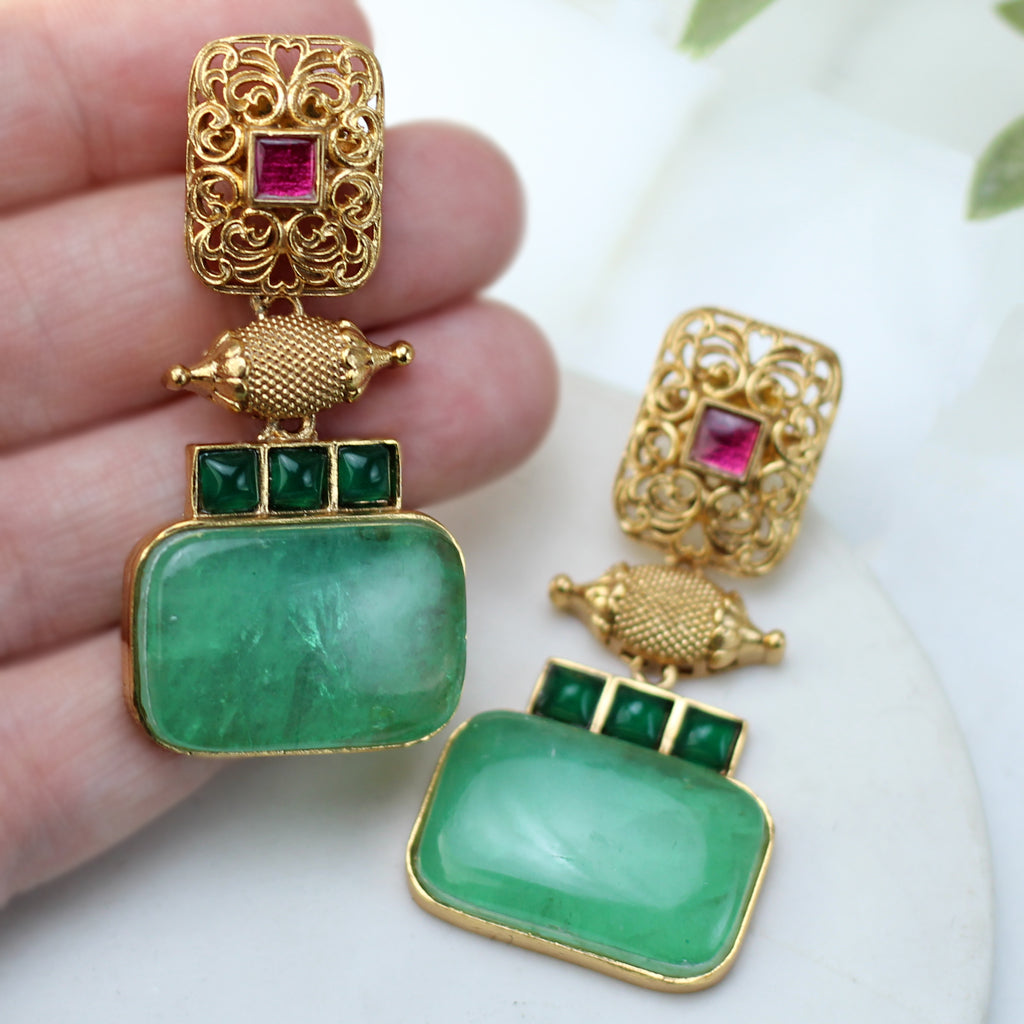 Light Green Statement Spiral Drop Earring - Rabal