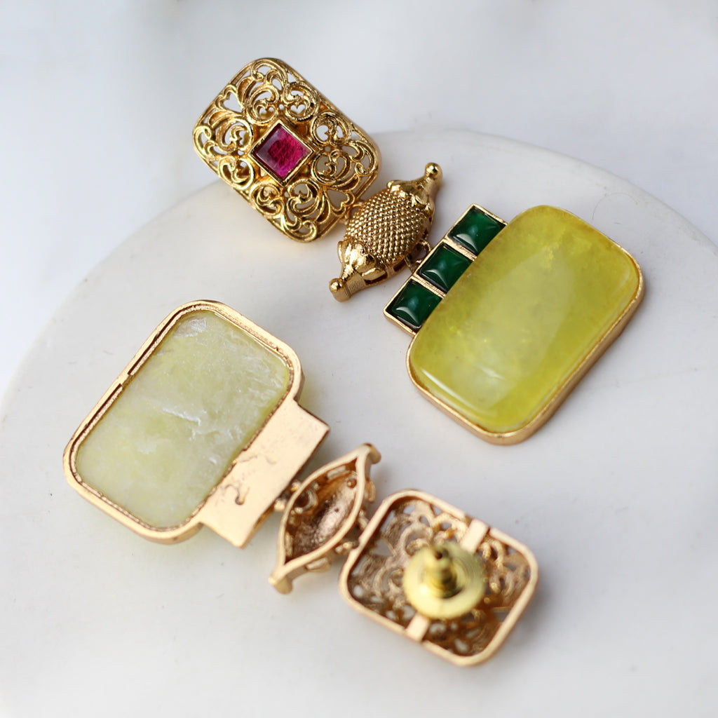Yellow Statement Spiral Drop Earring - Rabal