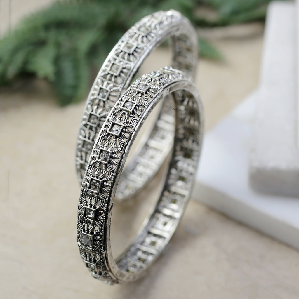 Tribal Oxidised Bangle Pair - Rabal