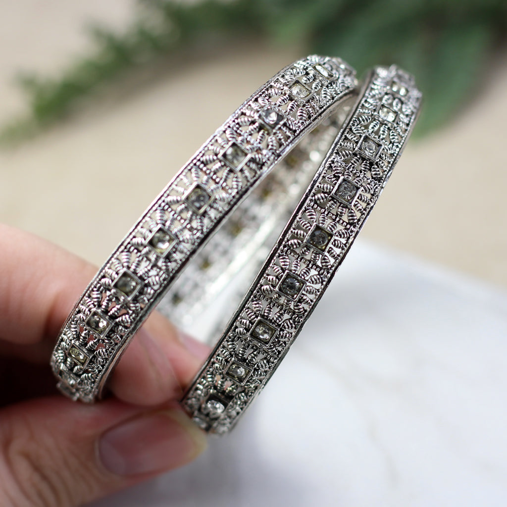 Tribal Oxidised Bangle Pair - Rabal