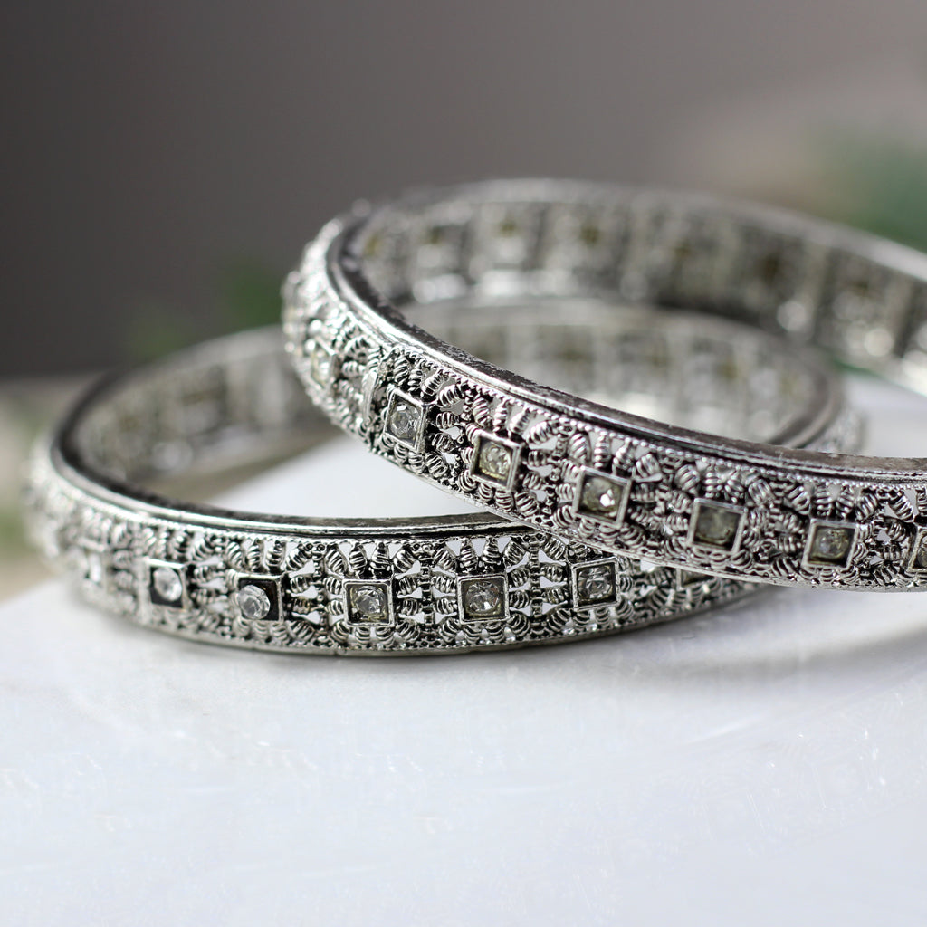 Tribal Oxidised Bangle Pair - Rabal
