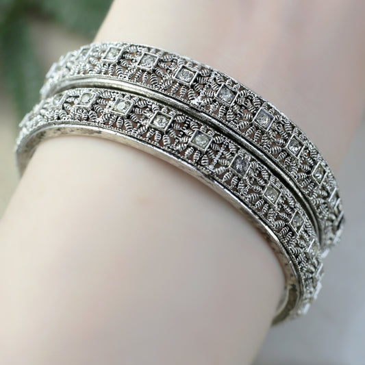 Tribal Oxidised Bangle Pair - Rabal
