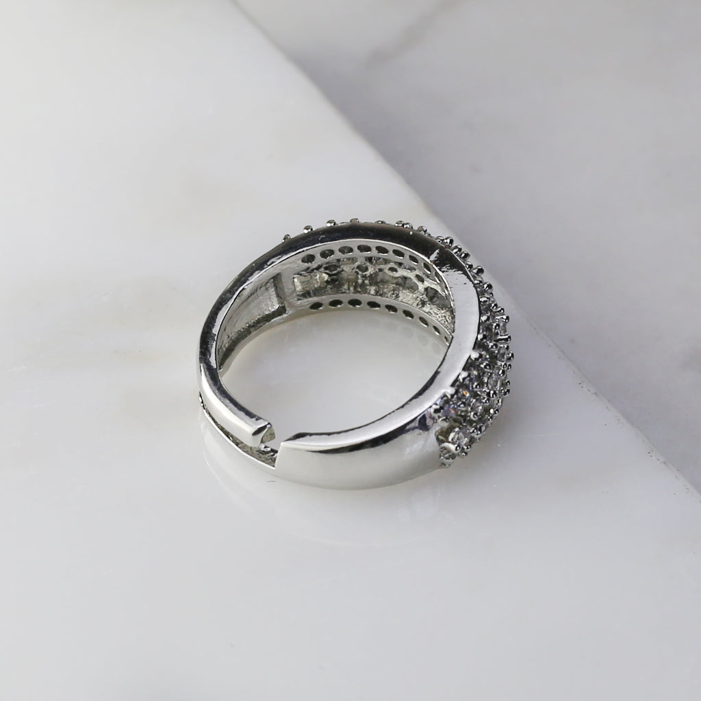 Silver Zircon Adjustable Ring - Rabal