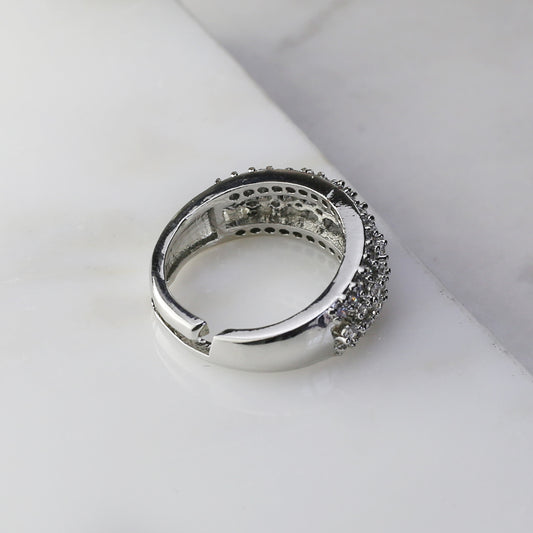 Silver Zircon Adjustable Ring - Rabal