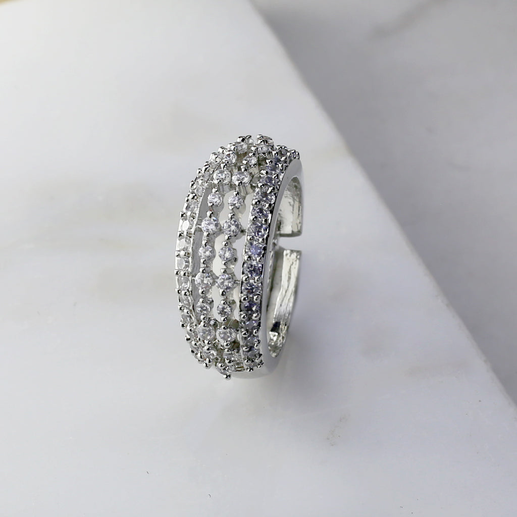 Silver Zircon Adjustable Ring - Rabal