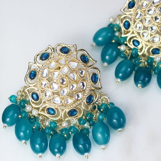 Turquoise Flower Pearl Drop Earring