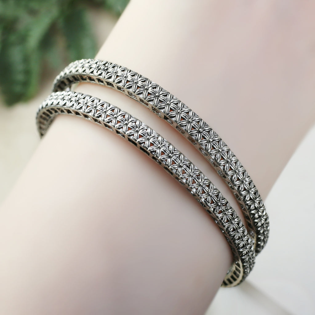 Tribal Flower Bangle Pair I Choorian - Rabal