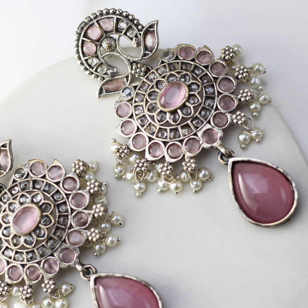 Pink Tribal Pearl Drop Earring - Rabal