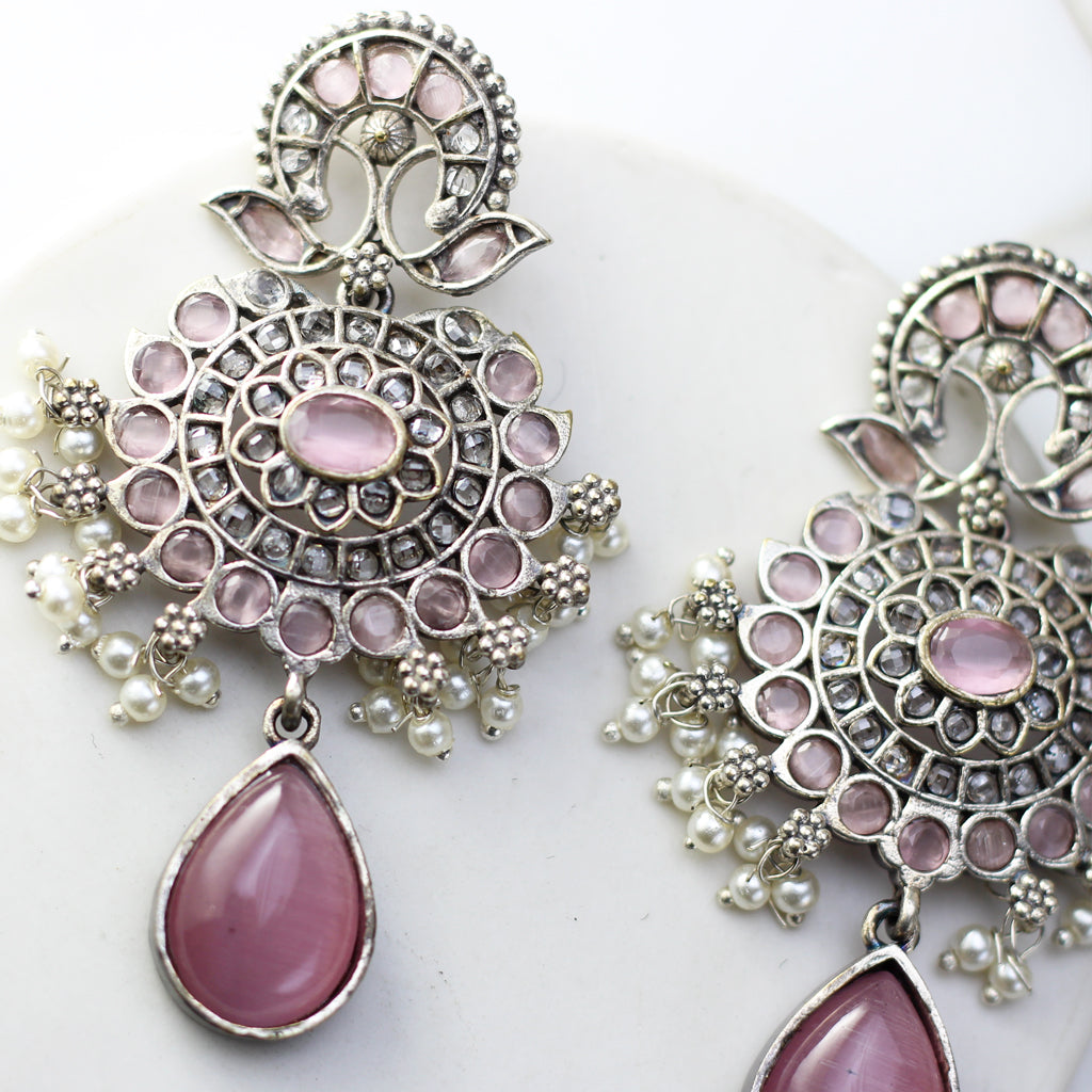 Pink Tribal Pearl Drop Earring - Rabal