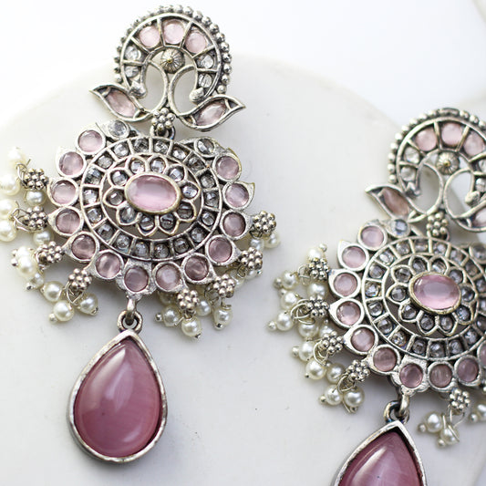 Pink Tribal Pearl Drop Earring - Rabal