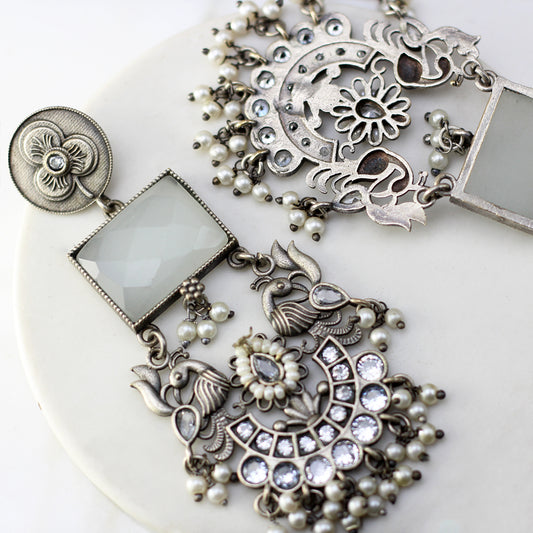 Bird Tribal Pearl Drop Earring - Rabal
