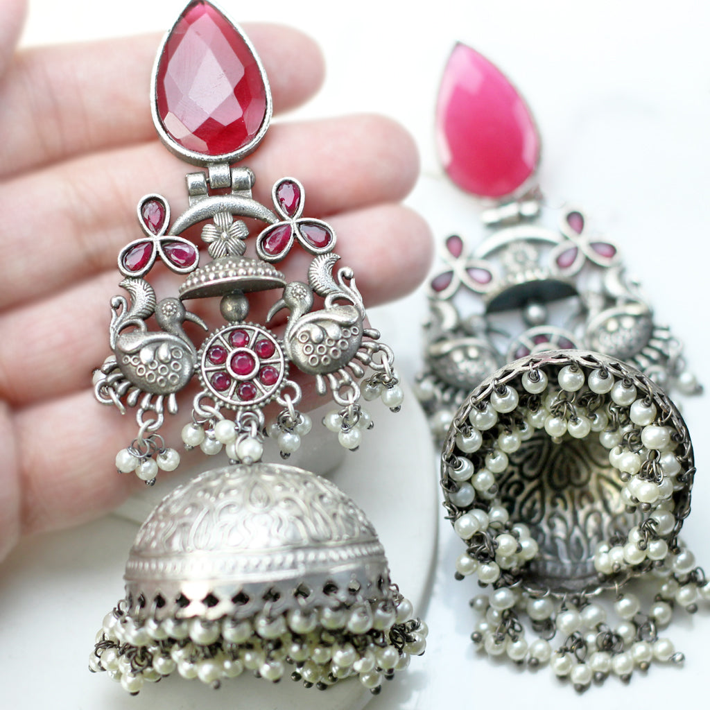 Ruby Statement Bird Jhumke I Earring - Rabal