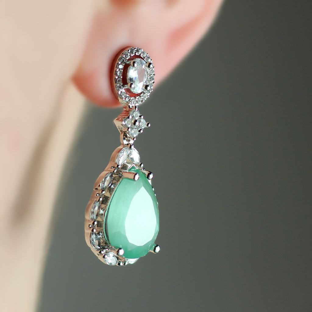 Mint Zircon Drop Earring - Rabal
