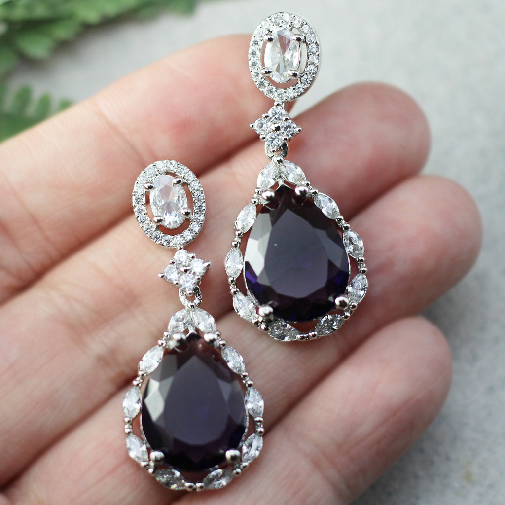 Purple Zircon Drop Earring - Rabal