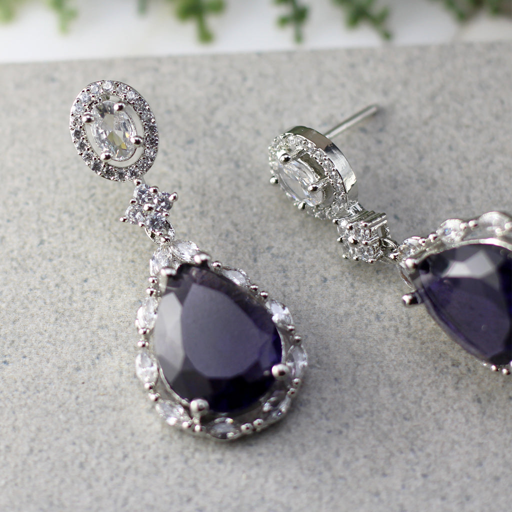 Purple Zircon Drop Earring - Rabal