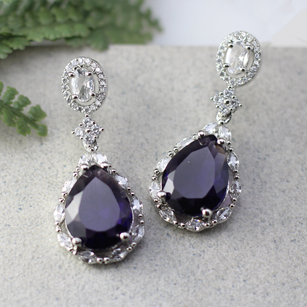 Purple Zircon Drop Earring - Rabal