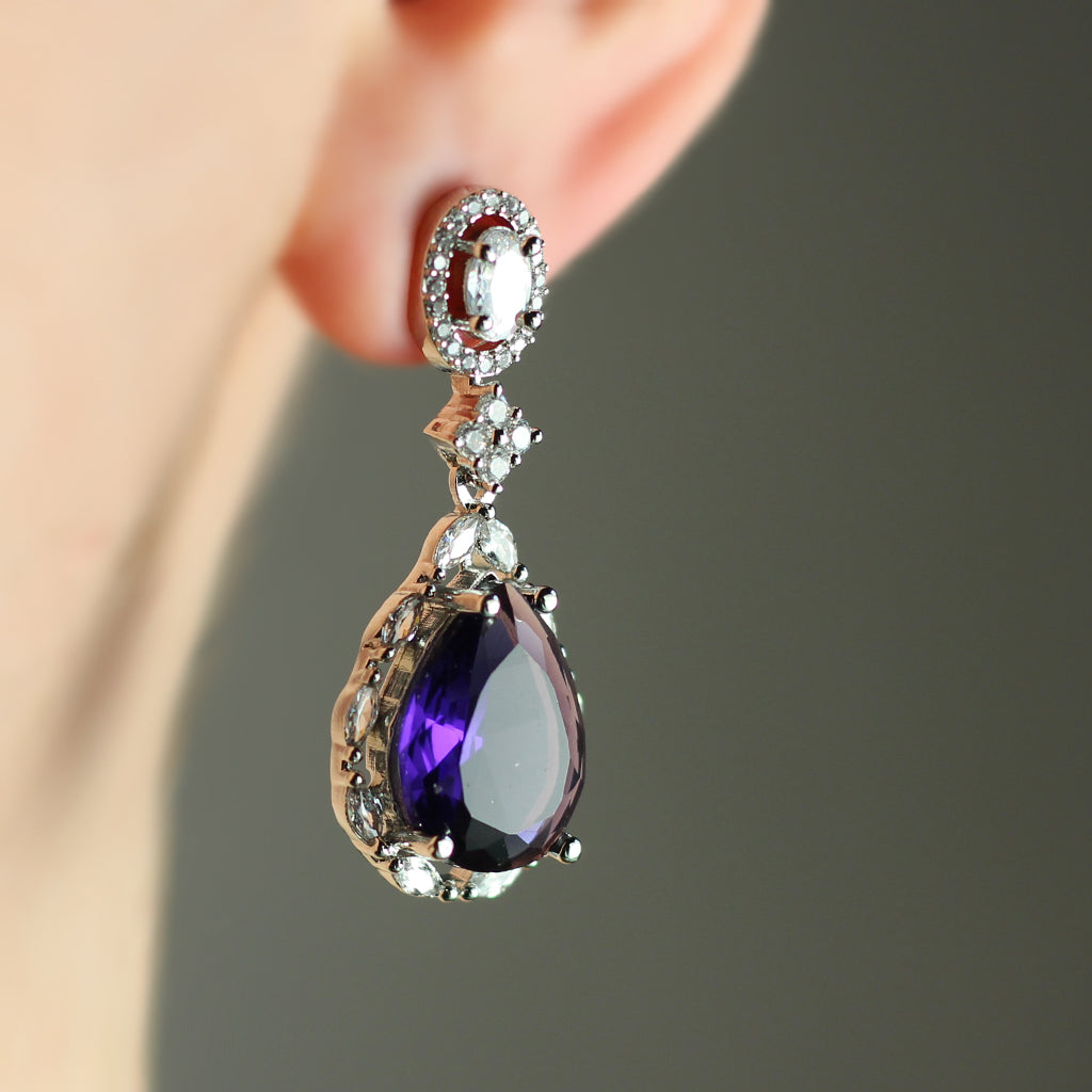 Purple Zircon Drop Earring - Rabal