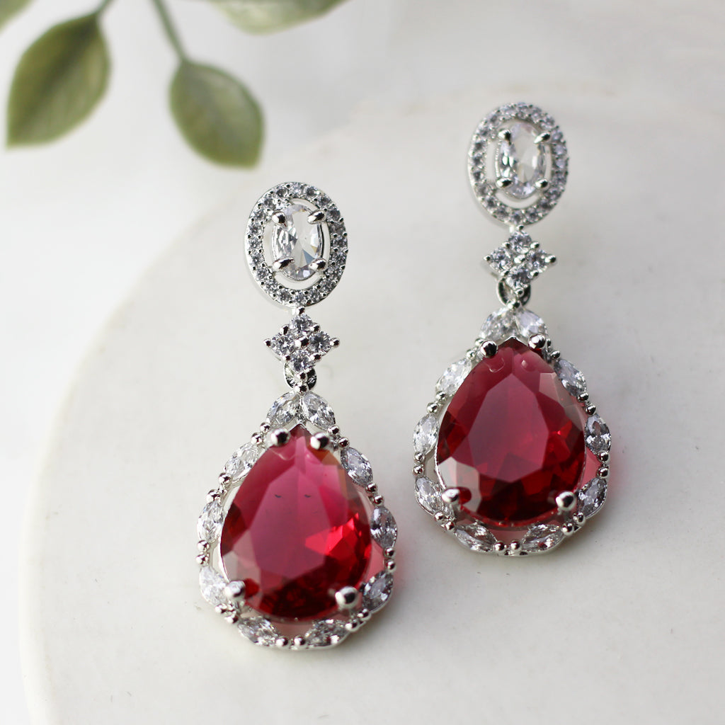 Red Zircon Drop Earring - Rabal