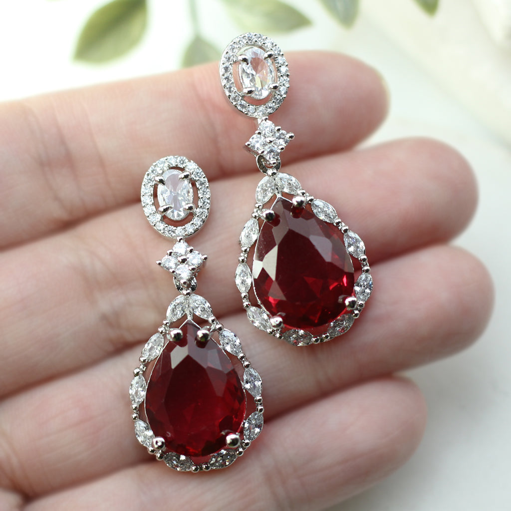 Red Zircon Drop Earring - Rabal
