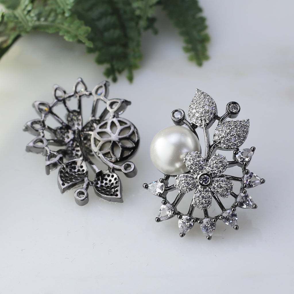 Pearl Flower Statement Stud Earring - Rabal