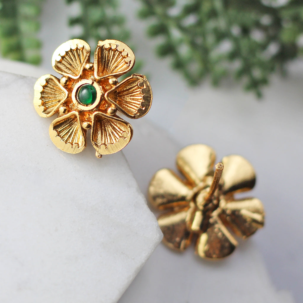 Green Flower Stud Earring - Rabal