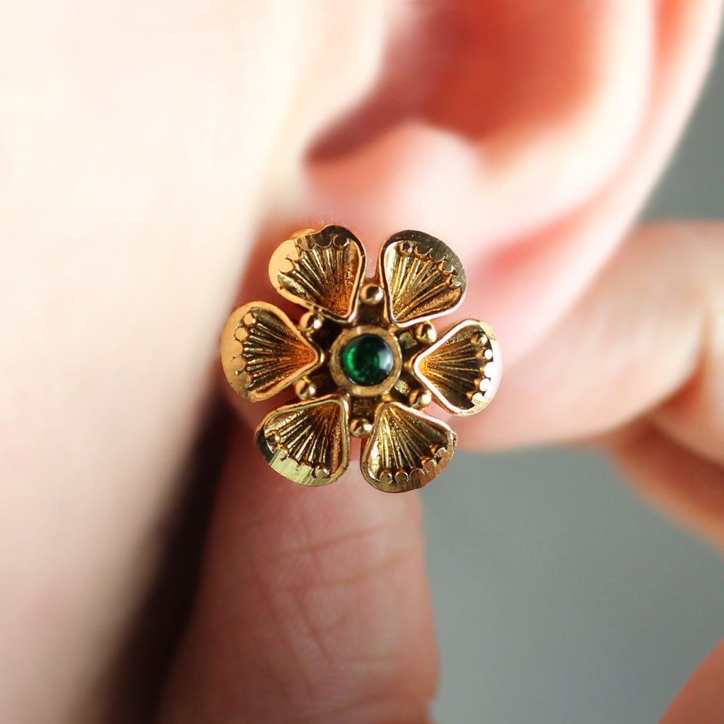 Green Flower Stud Earring - Rabal