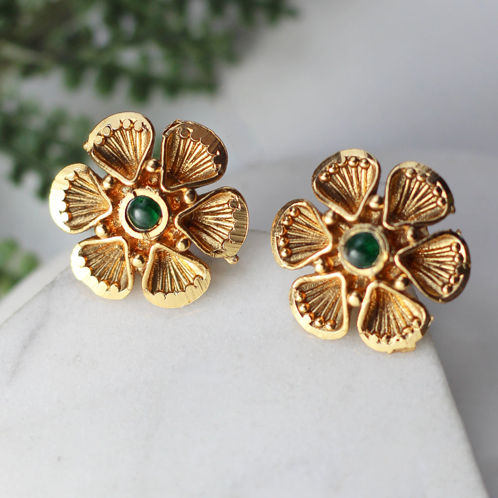 Green Flower Stud Earring - Rabal