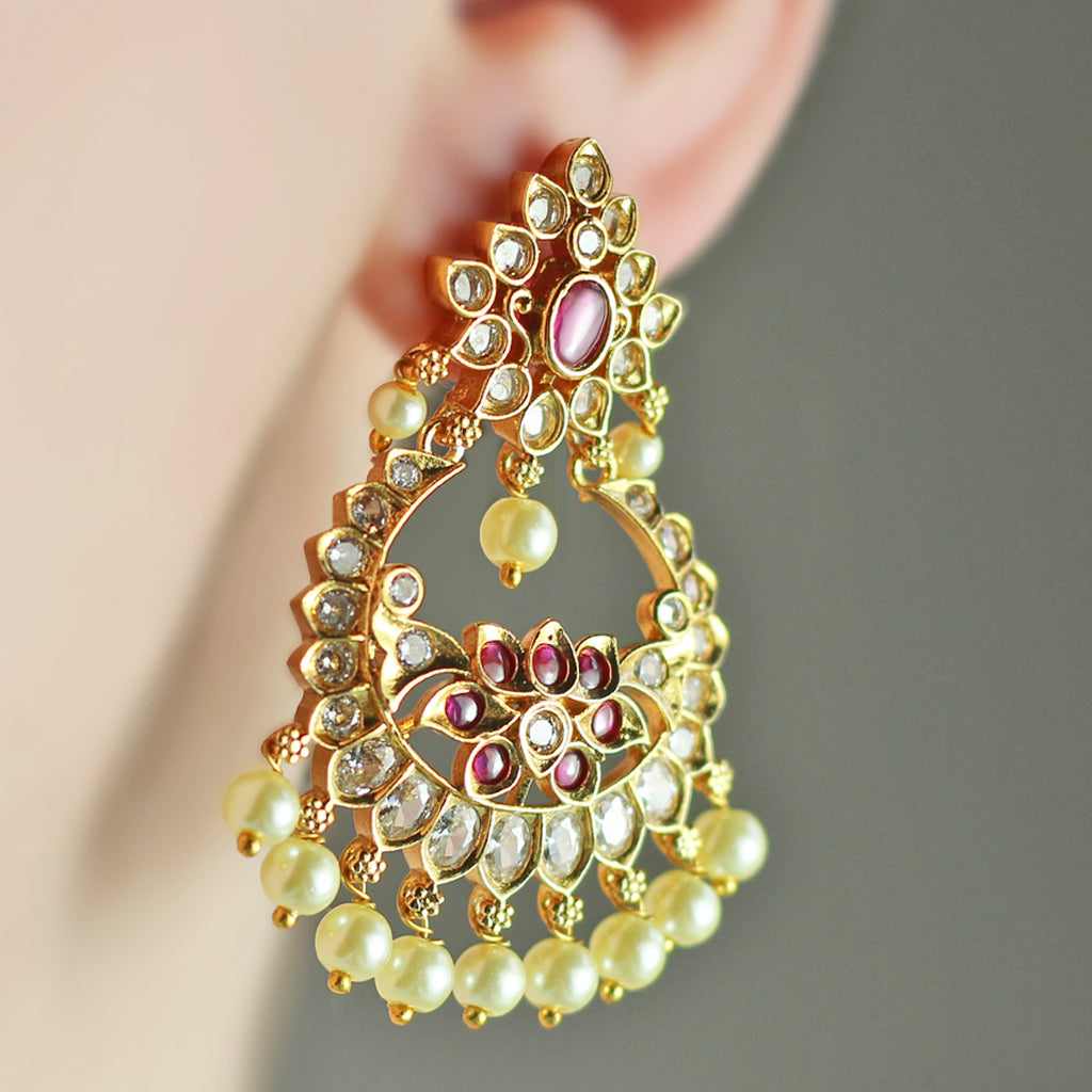 Ruby Flower Drop Earring